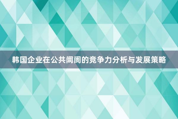 韩国企业在公共阛阓的竞争力分析与发展策略